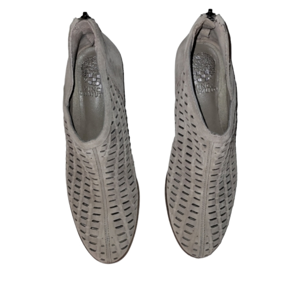 VINCE CAMUTO Pekkan Perforated Suede Ankle Boots in Graystone, Size 6.5 - Picture 2 of 8